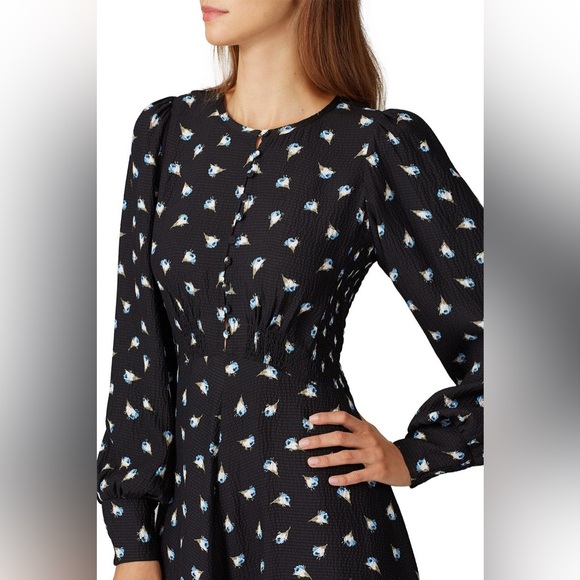 Rebecca Taylor Long Sleeve Silk Brigette Dress - Picture 4 of 10